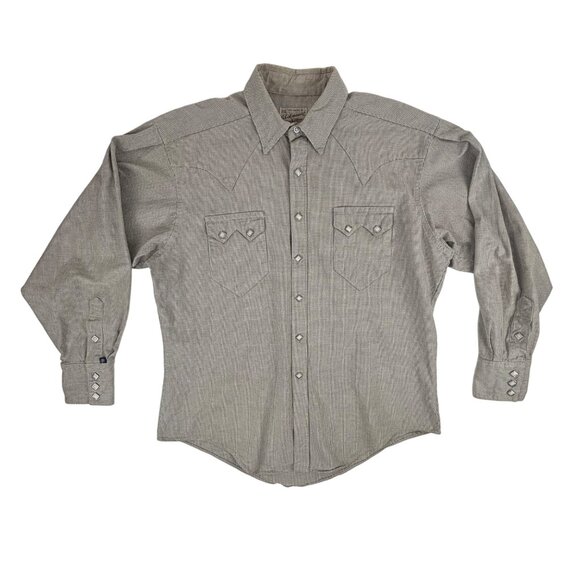 Rockmount Ranch Wear Shirt Mens XL Gray Repro Western Sawtooth Pockets Long Slv